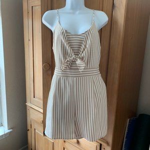 Adorable - NWT - Beige Striped Romper- Size L
